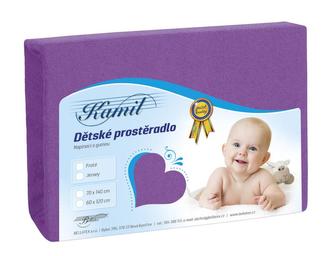 Prostěradlo jersey s elastanem - fialová - 60x120 cm