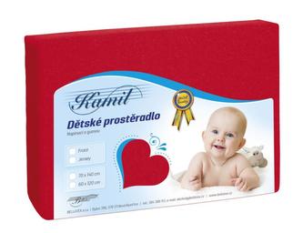 Dětské jersey prostěradlo - červená - 60x120 cm