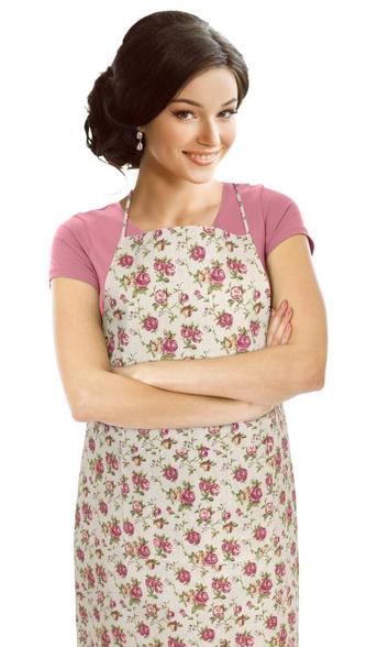 Kuchyňská zástěra DANA - růžová růže - zástěra 67x84 cm