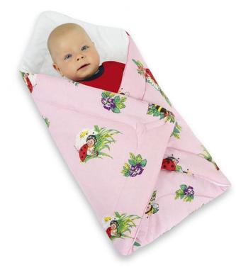 Dětská bavlněná zavinovačka - beruška na růžové - 75x75 cm