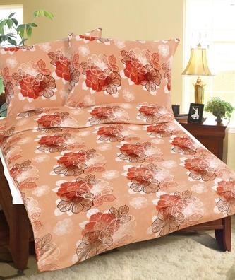 Povlečení MIKROFLANEL - oranžový květ - 140x200,70x90 cm