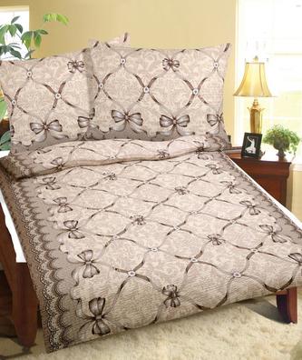 Povlečení krepové - Hnědá mašle - 140x220,70x90 cm