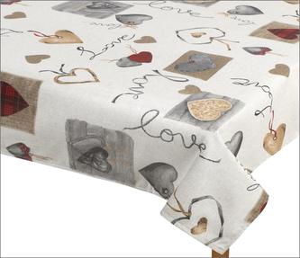 Ubrus IVO - zavěšená srdce na režné - 120x140