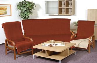 Souprava KIRA  PLUS 3+1+1 - světle béžová/terra - 1x 150x200 + 2x 65x150 cm