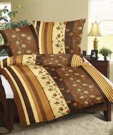 Povlečení bavlněný satén - hnědá kytka - 140x200,70x90 cm