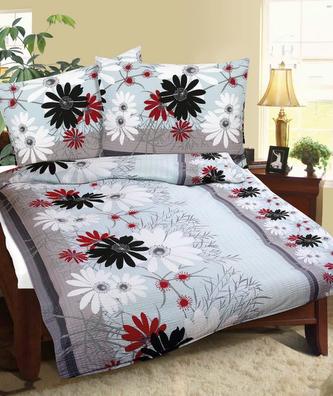 Povlečení bavlněné - bordová gerbera - 140x200,70x90 cm