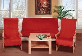 Souprava Korall micro 3+1+1 - červená - 1x150x200+2x65x150 cm