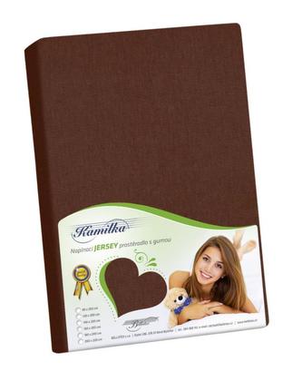 Prostěradlo jersey - tmavě hnědá - 120x200 cm