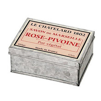 Le Chatelard Luxury French Soap ( růže, pivoňka ) - Luxusní mýdlo v zinkové krabičce 100. ml pro ženy