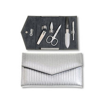 Solingen Manikúry Luxurious Manicure Set Carbon 4 - Luxusní 4 dílná manikúra ve stříbrném pouzdře pro ženy