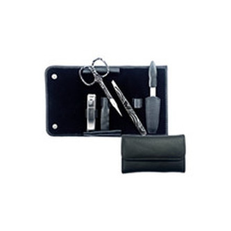 Solingen Manikúry Luxurious Manicure Set Black 4 - Luxusní 4 dílná manikúra v černém koženém pouzdře pro ženy