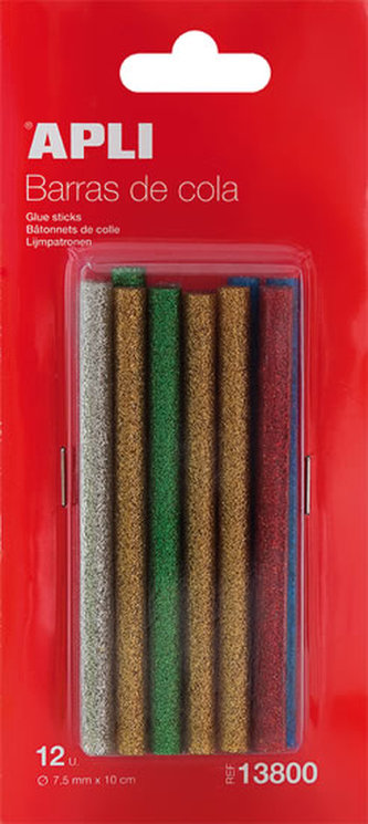 APLI tavné tyčinky se třpytkami O 7,5 mm x 10 cm - mix barev 12 ks
