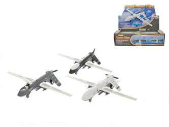 Letadlo 20,5cm skládací křídla kov zpětný chod na baterie se světlem a zvukem 3barvy - 1 kus