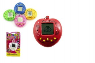 Zvířátko elektronické přívěšek plast na baterie, 6 barev, na kartě - 1 kus