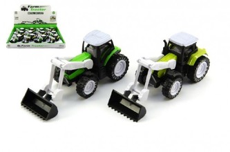 Traktor s radlicí kov/plast 10cm na zpětné natažení, 2 barvy - 1 kus