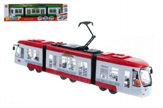 Tramvaj na baterie plast 45 cm se zvukem se světlem, 2 barvy (1ks v krabici)