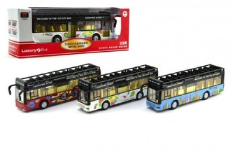 Autobus kov 21cm na baterie se zvukem se světlem 3 barvy v krabičce - 1 kus