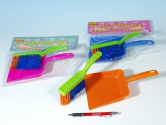 Sada uklízečka lopatka a smeták plast asst 3 barvy v sáčku