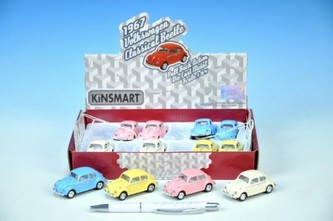 Auto Kinsmart VW Classical Beetle 1967 1:64 kov 6cm zpětný chod, 4 barvy - 1 kus
