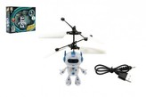 Vrtulníkový robot plast 13 x 11 cm s USB kabelem na nabíjení svítící, 2 barvy (1ks v krabičce)