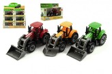 Traktor s radlicí a nakladačem kov/plast 12cm 3 druhy v krabičce volný chod - 1 kus