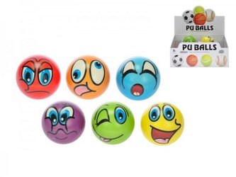 Míček pěnový 7cm s obličejem; 6 druhů; v sáčku - 1 kus
