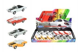 Auto Welly 1971 Chevrolet Chevelle SS454 12cm asst 4 druhy volný chod 12ks v boxu