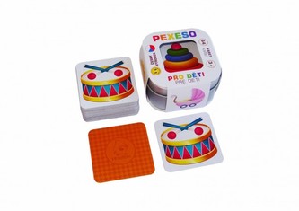 Pexeso Pro děti 64 karet v plechové krabičce 6x6x4cm Hmaťák Pexeso Pro děti 64 karet v plechové krabičce 6x6x4cm Hmaťák