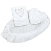 Luxusní hnízdečko s polštářkem a peřinkou New Baby Srdíčko bílé