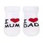 Kojenecké froté ponožky New Baby bílé I Love Mum and Dad - velikost 56 (0-3m)