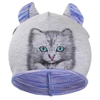 Podzimní dětská čepička New Baby kočička fialová - velikost 110 (4-5r)