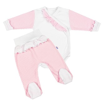 2-dílná kojenecká souprava New Baby Puntík II bílo-růžová - velikost 68 (4-6m)