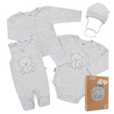 Kojenecká soupravička do porodnice New Baby Sweet Bear šedá - velikost 56 (0-3m)