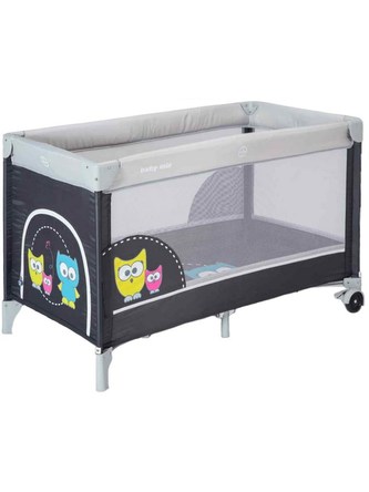 Dětská cestovní postýlka Baby Mix Sova tmavě šedá