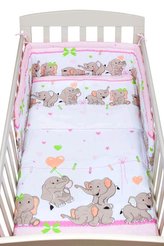 3-dílné ložní povlečení New Baby 90/120 cm růžové se sloníky