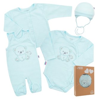 Kojenecká soupravička do porodnice New Baby Sweet Bear modrá - velikost 62 (3-6m)
