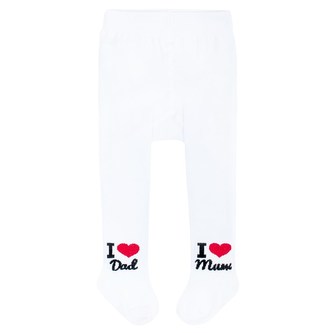 Bavlněné punčocháčky New Baby bílé I Love Mum and Dad - velikost 80 (9-12m)