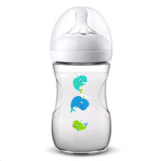 Kojenecká láhev Avent Natural 260 ml bílá velryba