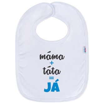 Kojenecký bavlněný bryndák New Baby máma+táta=JÁ modrý