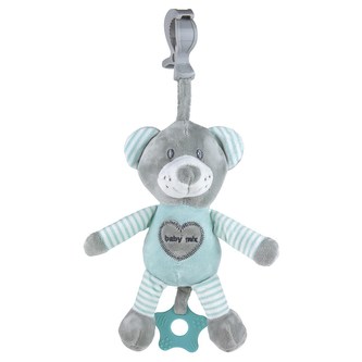 Edukační hrající plyšová hračka s klipem Baby Mix medvěd mátový