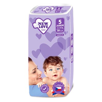 Dětské jednorázové pleny New Love Premium comfort 5 JUNIOR 11-25 kg 38 ks Dětské jednorázové pleny New Love Premium comfort 5 JUNIOR 11-25 kg 38 ks