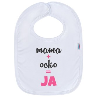 Kojenecký bavlněný bryndák New Baby mama+ocko=JA růžový