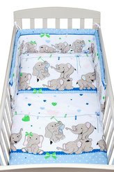2-dílné ložní povlečení New Baby 100/135 cm modré se sloníky