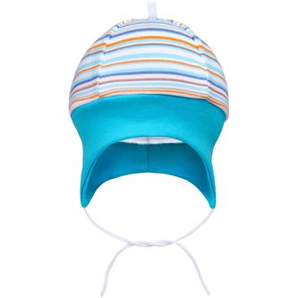 Kojenecká čepička na zavazování New Baby Puppik 2 tyrkysová - velikost 62 (3-6m)