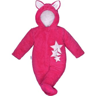 Zimní dětská kombinéza New Baby Ušáček tmavě růžová Zimní dětská kombinéza New Baby Ušáček tmavě růžová