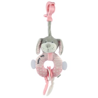 Edukační plyšová hračka s klipem Baby Mix pejsek růžový