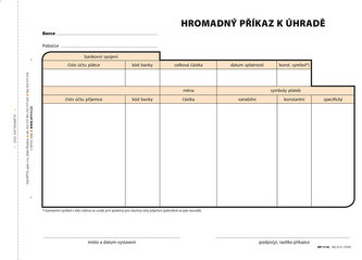 Příkaz k úhradě hromadný, A5, 100 listů, NCR