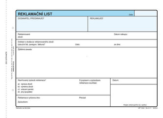 Reklamační list, A5, 100 listů
