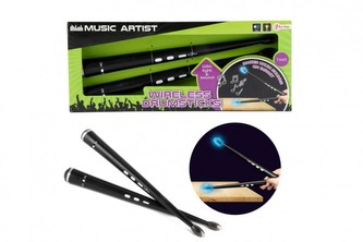 Paličky pro bicí bezdrátové plast 34cm na baterie se zvukem se zvukem v krabici 37x15x5cm