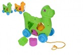 Vkládačka dinosaurus tahací plast 17x19cm 2 barvy v síťce